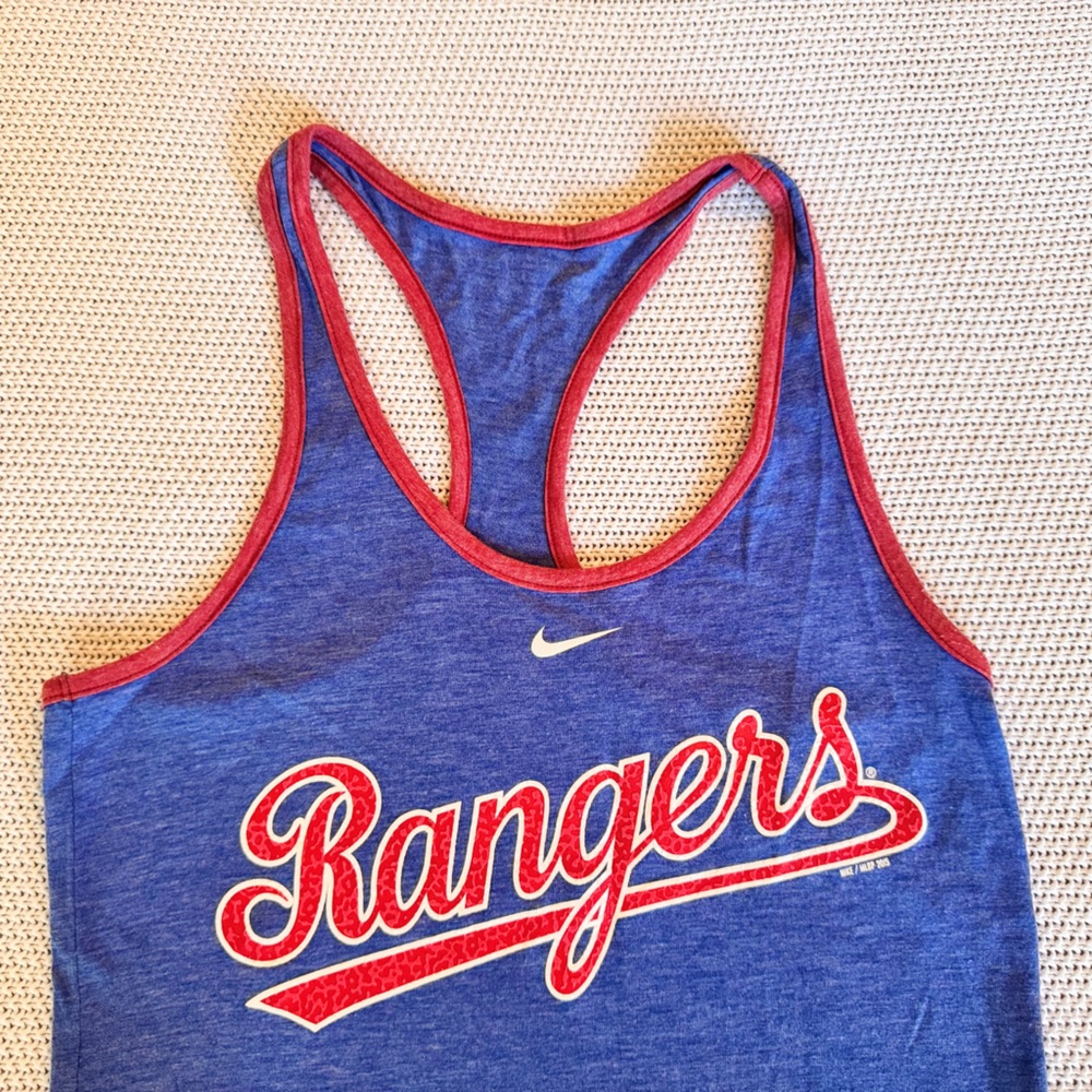NIKE Dry Fit Texas Rangers Baseball MLB Blue & Red Tank Top - Picture 5 of 10